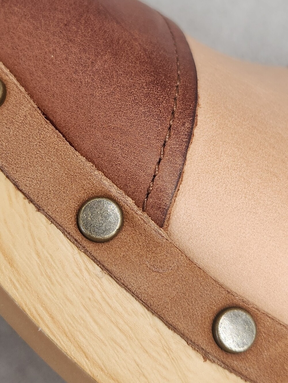 Kork-Ease Clogs 7 Brown Tan Leather Tay Patchwork Mules Scandinavian New $160 - Picture 6 of 16